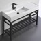 Ceramic Console Sink and Matte Black Stand, 48